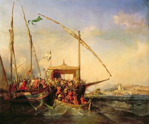 Naval Battle of Imbre in 1346, 1842 by Eugene Modeste Edmond Lepoittevin